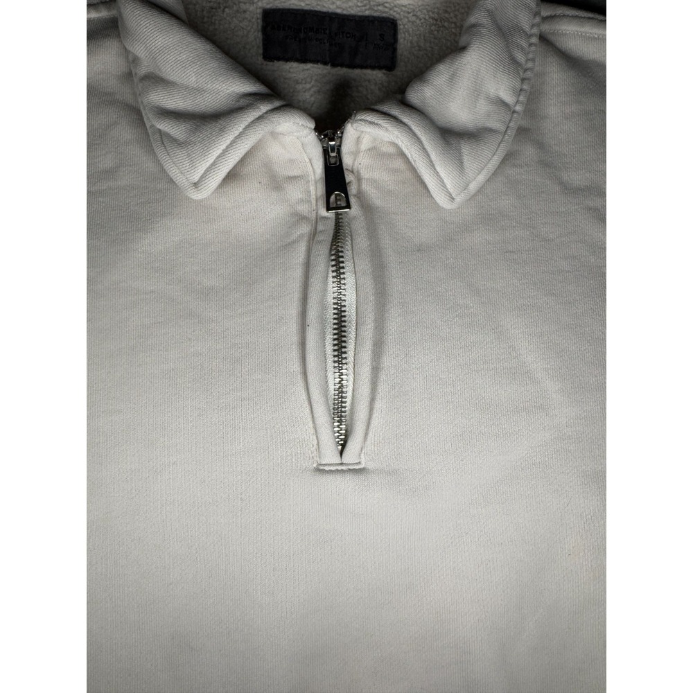 Abercrombie & Fitch Premium Polished White S Collard sweatshirt Preppy Coastal - Picture 3 of 10